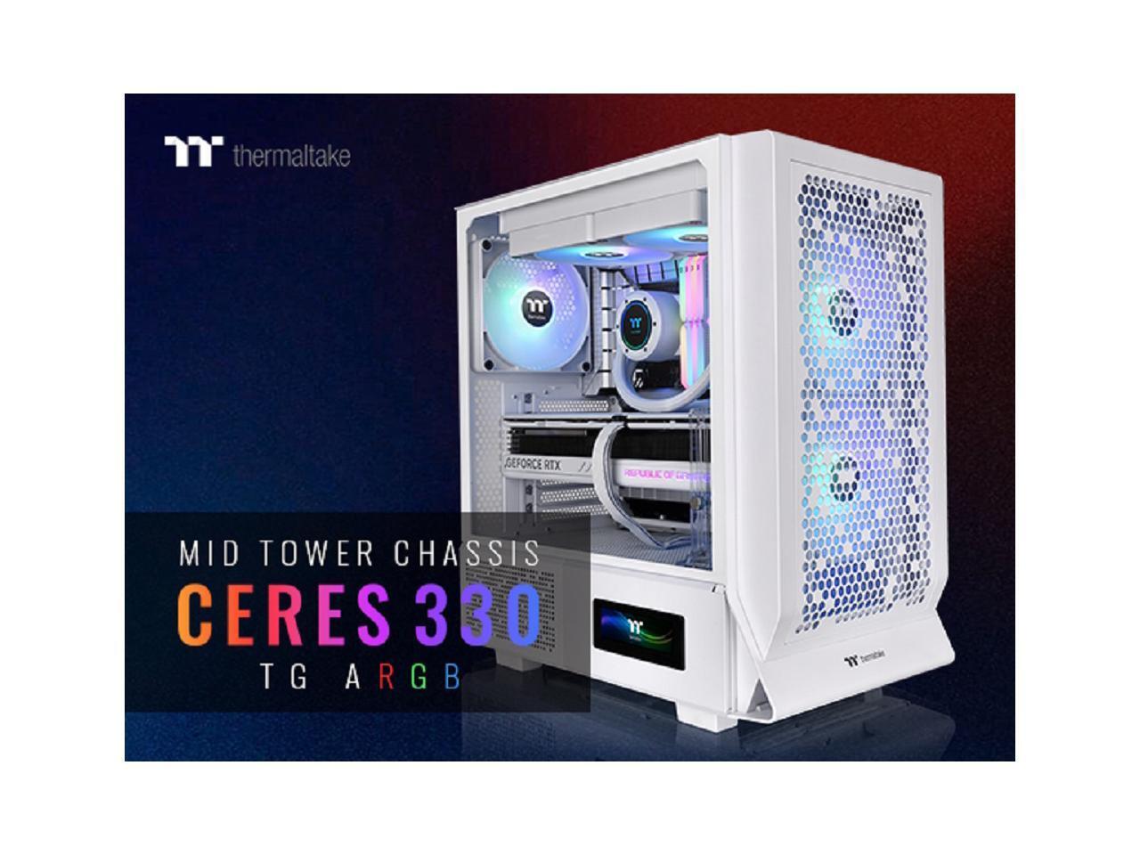 Ceres 330 TG ARGB Snow Mid Tower E-ATX Case Supports Hidden-Connector Motherboar