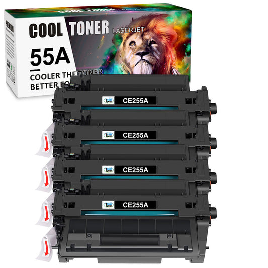 4 Pack CE255A 55A Toner Cartridge fit for HP LaserJet Pro P3011 P3015X MFP M525C