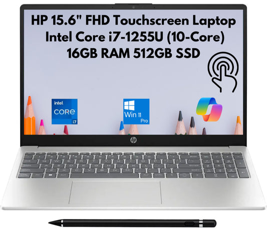 HP 15.6" FHD Touch 10-Core i7-1255U 16GB 512GB PCIe SSD Webcam Stylus Win 11 Pro
