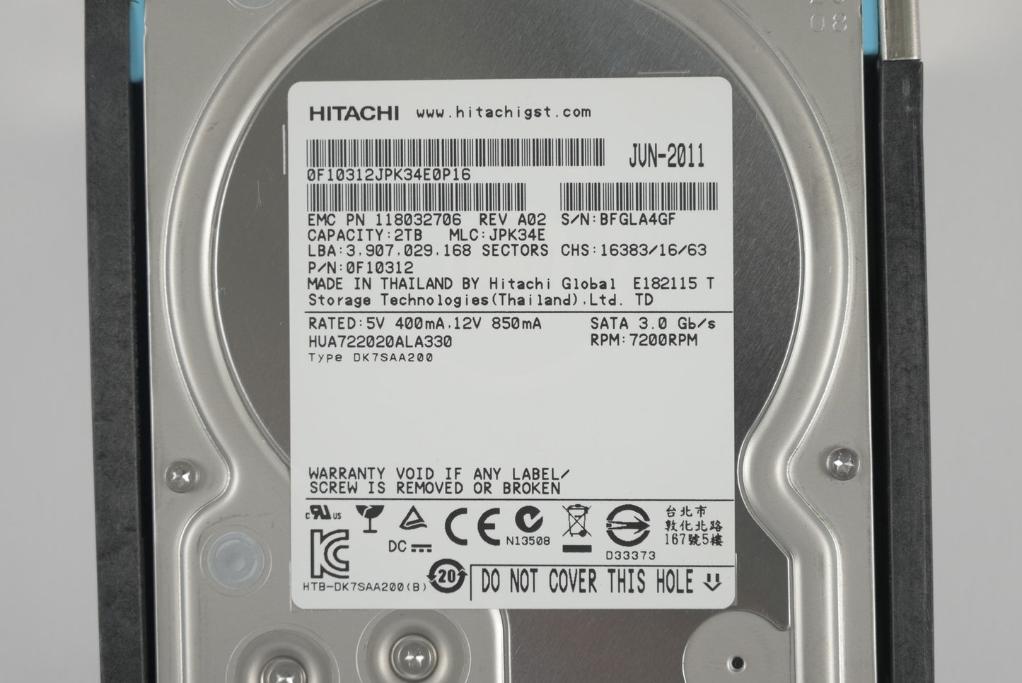 EMC Data Domain ES30 1TB 7200RPM SATA 3Gbps 3.5" HDD 005049481 HUA722020ALA330