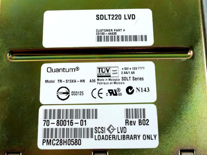 9K686 Dell PowerVault 128T 110/220 QTM SDLT220 LVD SCSI Tape Drive TR-S13XA-HN