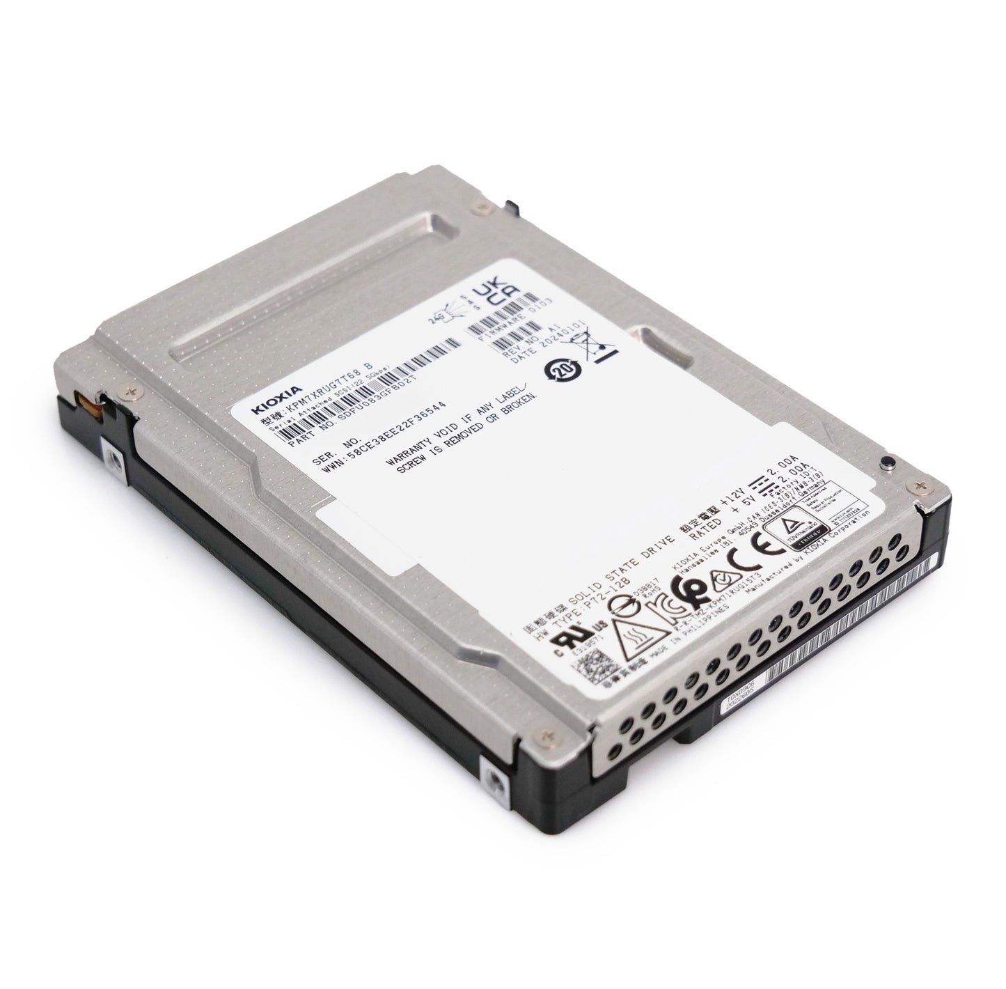 Kioxia PM7-R Series SAS-4 7.68TB 24Gb/s 2.5in Enterprise SSD KPM7XRUG7T68 (NOT FOR HOME PC)
