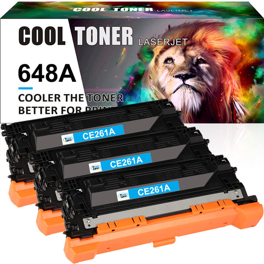 3PK CE260A 648A Cyan Toner Compatible With HP LaserJet CP4025n CP4025dn CP4525xh