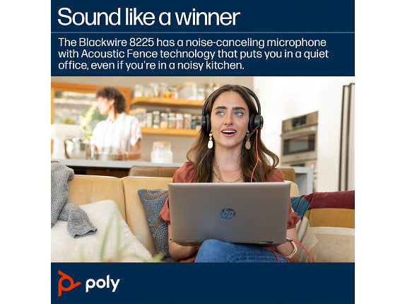 Poly Blackwire 8225 Stereo Microsoft Teams Certified USB-C Headset +USB-C/A