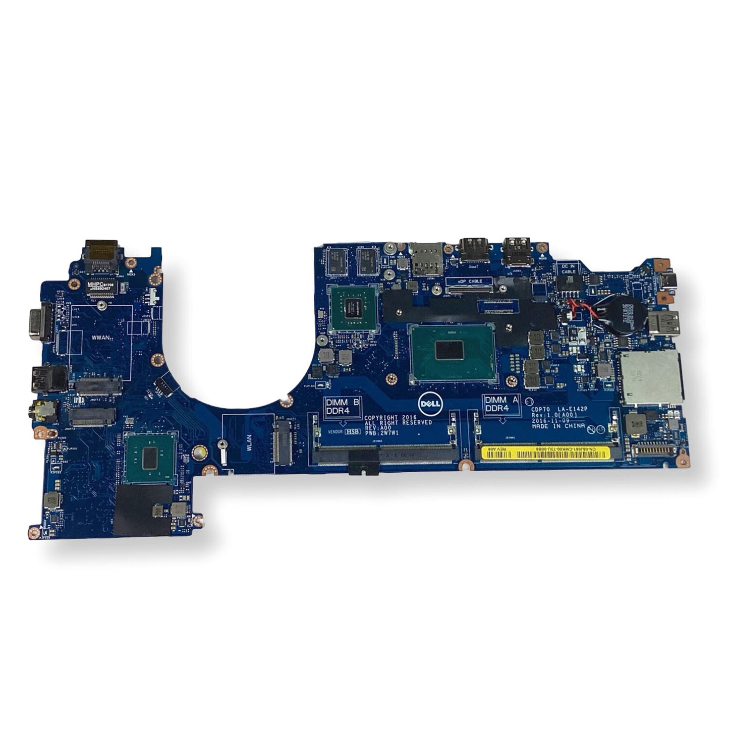 Genuine Dell Latitude 5480 Motherboard With Intel i5-7440HQ CPU 8J661
