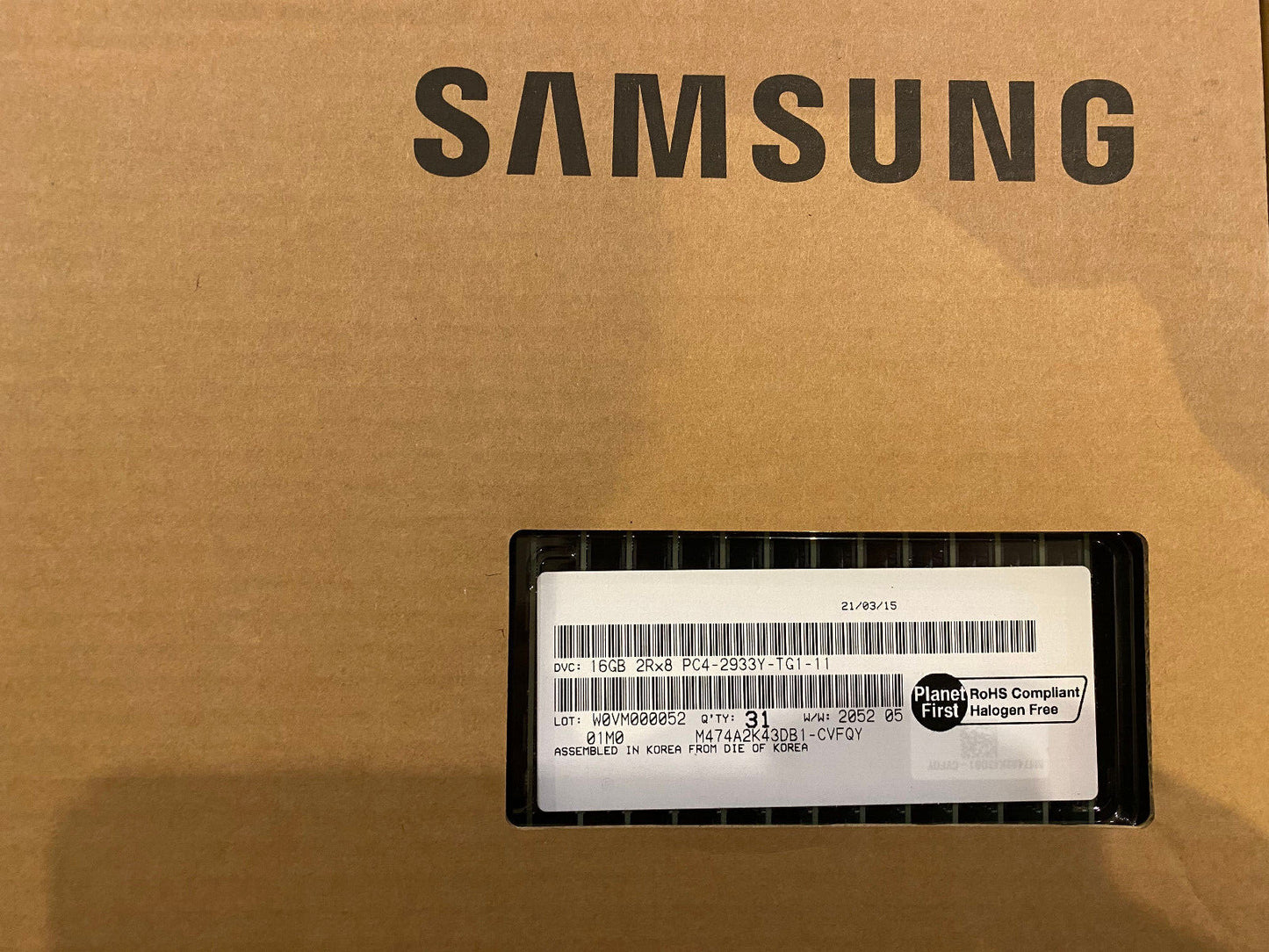Samsung 16GB 2Rx8 PC4-2933Y-TG1-11 DDR4 Laptop RAM Memory M474A2K43DB1-CVFQ