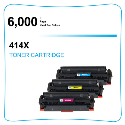 3 CMY W2020X No Chip Toner Compatible with HP 414X Color LaserJet M454dn M479fdw