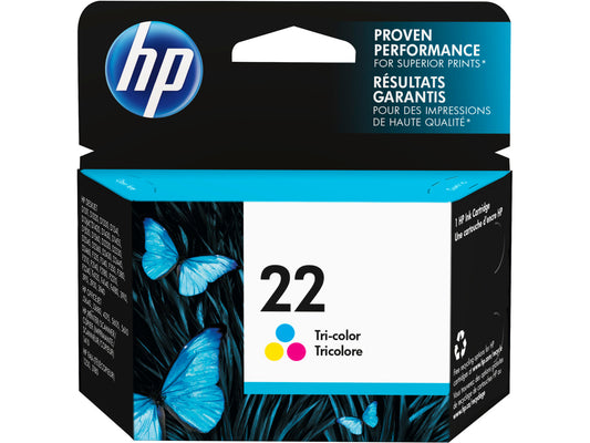 HP 22 Tri-color Original Ink Cartridge, ~165 pages, C9352AN#140