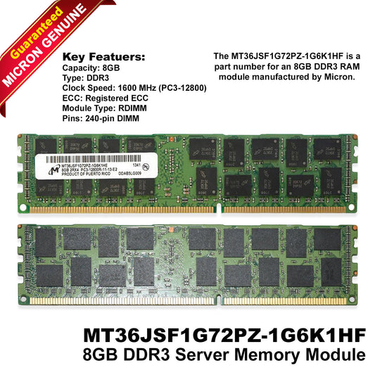 Lot Of 4 Micron MT36JSF1G72PZ-1G6K1 4x8GB PC3-12800R RDIMM 2Rx4 DDR3 Server RAM