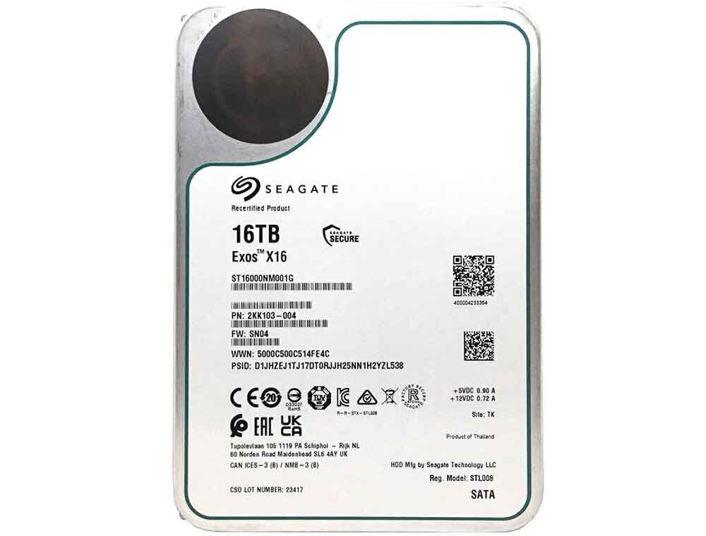 Seagate EXOS X16 16TB 256MB 7200rpm 3.5" SATA 6Gb/s Enterprise HDD ST16000NM001G