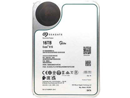 Seagate EXOS X16 16TB 256MB 7200rpm 3.5" SATA 6Gb/s Enterprise HDD ST16000NM001G
