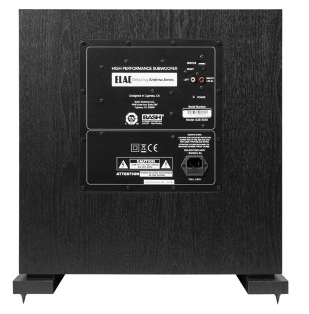 Elac Debut 2.0 SUB3030 1000 Watt Powered Subwoofer, Black SUB3030-BK