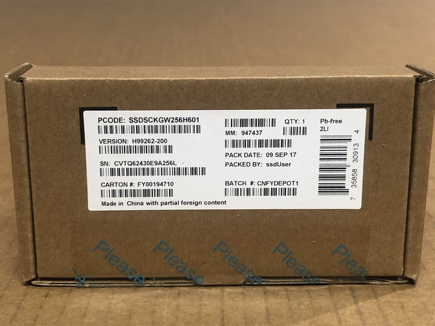 New Sealed 240GB Intel SSDSCKGW256H601 SSD 535 Series M.2 80mm SATA 6G 16nm MLC