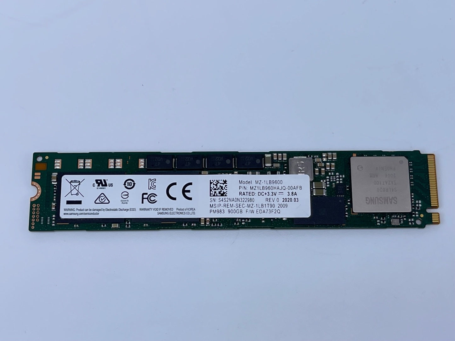 Samsung PM983 MZ1LB960HAJQ-00AFB 960GB Internal M.2 NVME PCIe SSD MZ-1LB9600