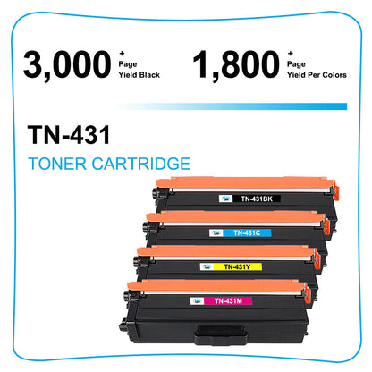 4PK TN-431 Toner Compatible for Brother HL-L8260cdw 8360cdw MFC-L8900cdw TN433