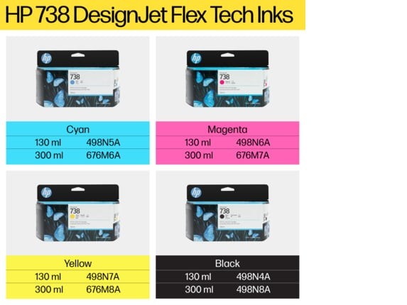 HP 738 130-ml Black DesignJet Ink Cartridge, 498N4A
