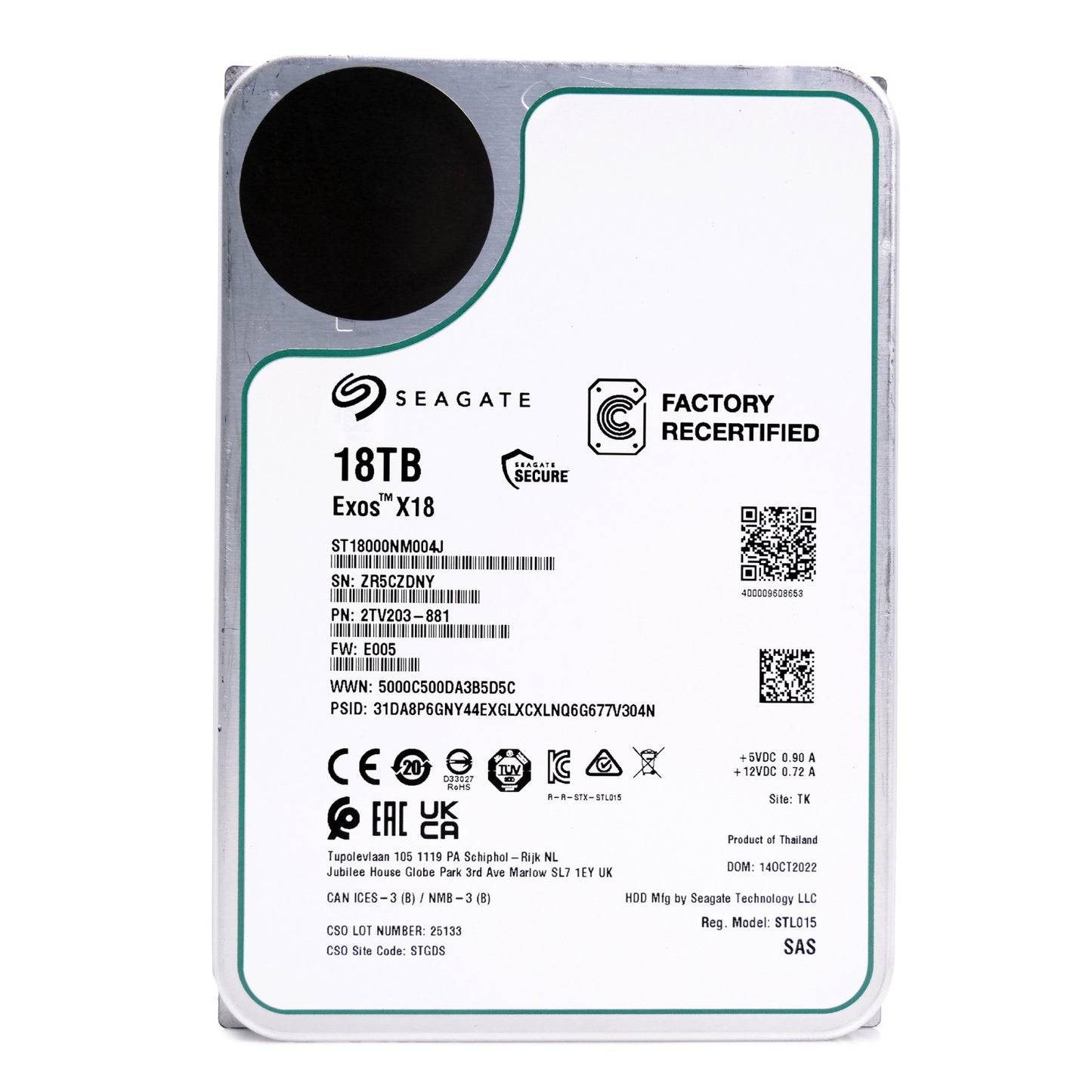 Seagate Exos X18 18TB SAS 12Gb/s 3.5" Enterprise HDD - ST18000NM004J (NOT FOR HOME PC)