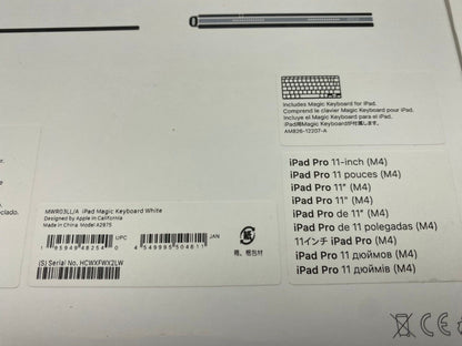 Apple Magic Keyboard for iPad Pro 11 inch (M4) MWR03LL/A, A2975 - White