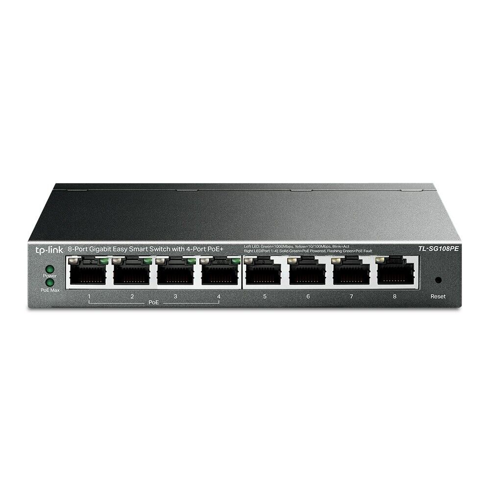 TP-Link TL-SG108PE | 8-Port 1000Mbps Gigabit Ethernet Easy Smart Switch | 4 PoE