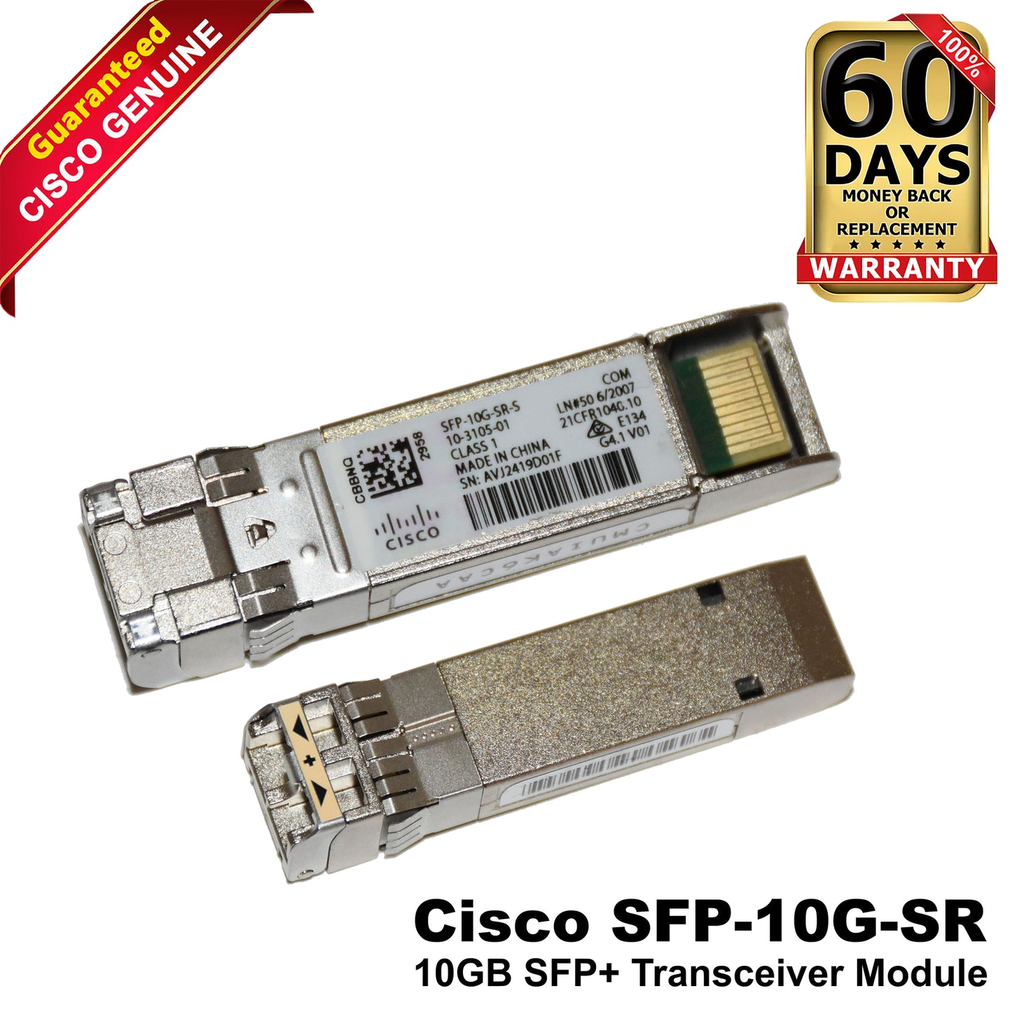 Lot of 4 Cisco SFP-10G-SR-S 10Gbps MMF 850nm SFP+ 400m Transceiver 10-3105-01