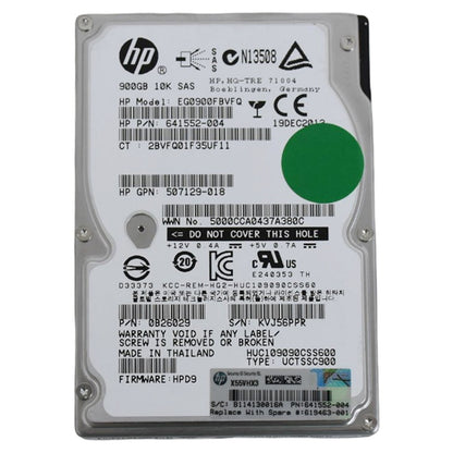 HP EG0900FBVFQ 900GB 10K RPM 2.5" SAS 6Gb/s Hard Disk Drive 641552-004 (NOT FOR HOME PC)