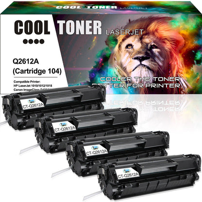 4PK Q2612A Toner Compatible with HP 12A LaserJet 1010 1012 1018 1020 1022nw 3015