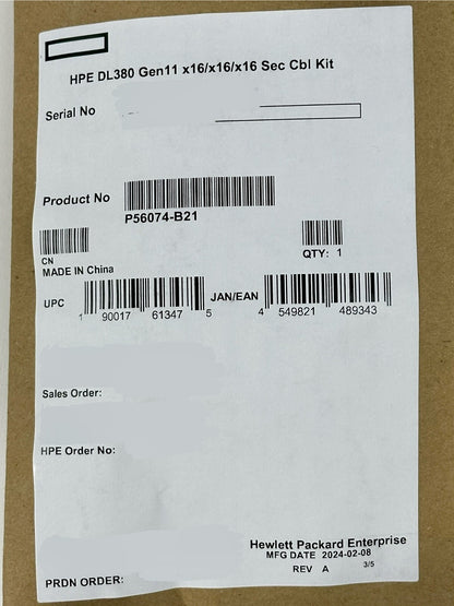 HPE ProLiant DL380 Gen11 x16/x16/x16 Secondary Riser Cable Kit P56074-B21 Slot 4