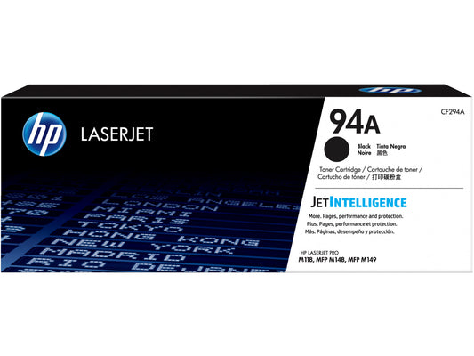 HP 94A Black Original LaserJet Toner Cartridge, ~1,200 pages, CF294A