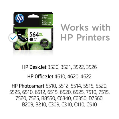 HP 564XL High Yield Black Original Ink Cartridge, ~550 pages, CN684WN#140