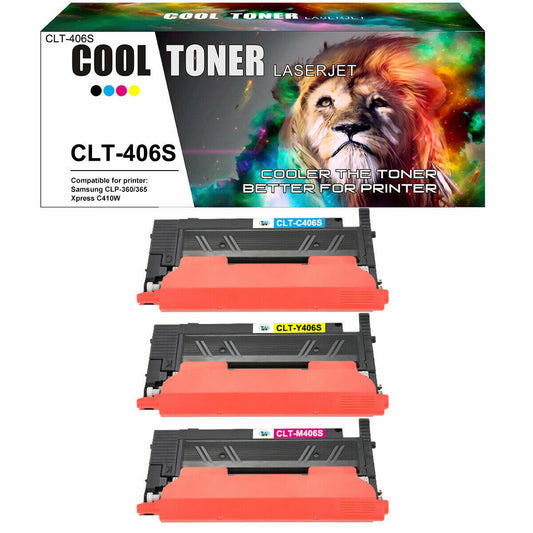 3PK CMY Color CLT-406S Toner for Samsung CLP-365W CLX-3305FW Xpress C410W C460FW