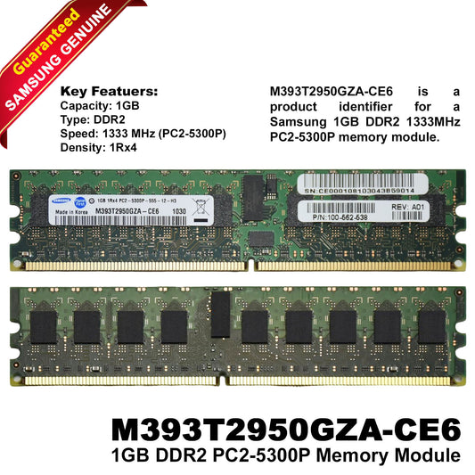 EMC 100-562-538 DIMM 1GB Reg CL5 Single Rank DDR2 SDRAM Memory Module
