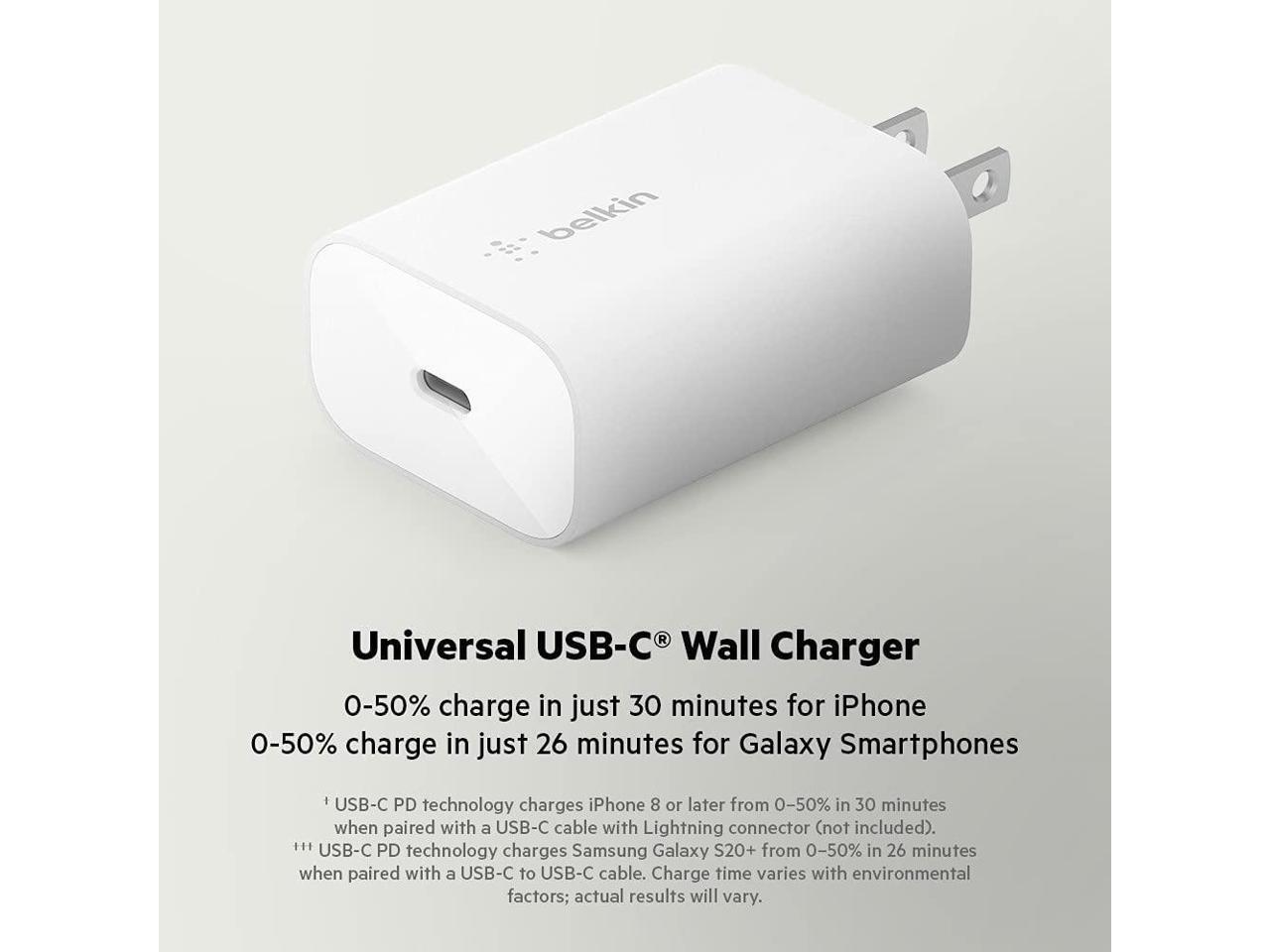Belkin 25-Watt USB-C Wall Charger, Power Delivery PPS Fast Charging for Apple iP