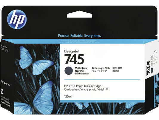 HP 745 130-ml DesignJet Matte Black Ink Cartridge, F9J99A