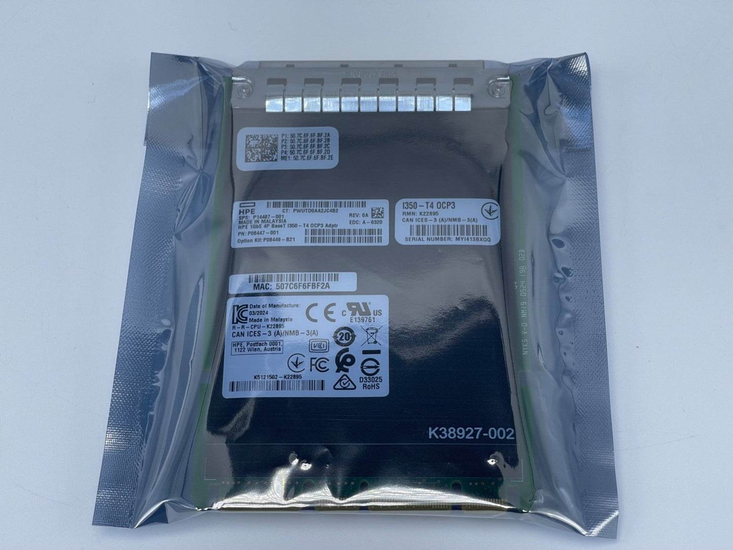 HPE I350-T4 OCP3 4Port BASE-T Ethernet Network Adapter 1GB P08449-B21 P08447-001