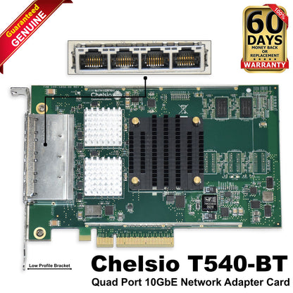 Dell Chelsio T540-BT Quad-Port 10GbE RJ45 PCIe Low Profile Network Adapter 2RGPF