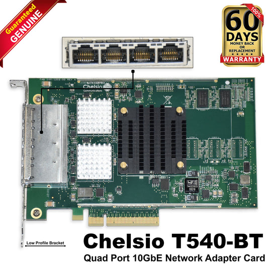 Dell Chelsio T540-BT Quad-Port 10GbE RJ45 PCIe Low Profile Network Adapter 2RGPF