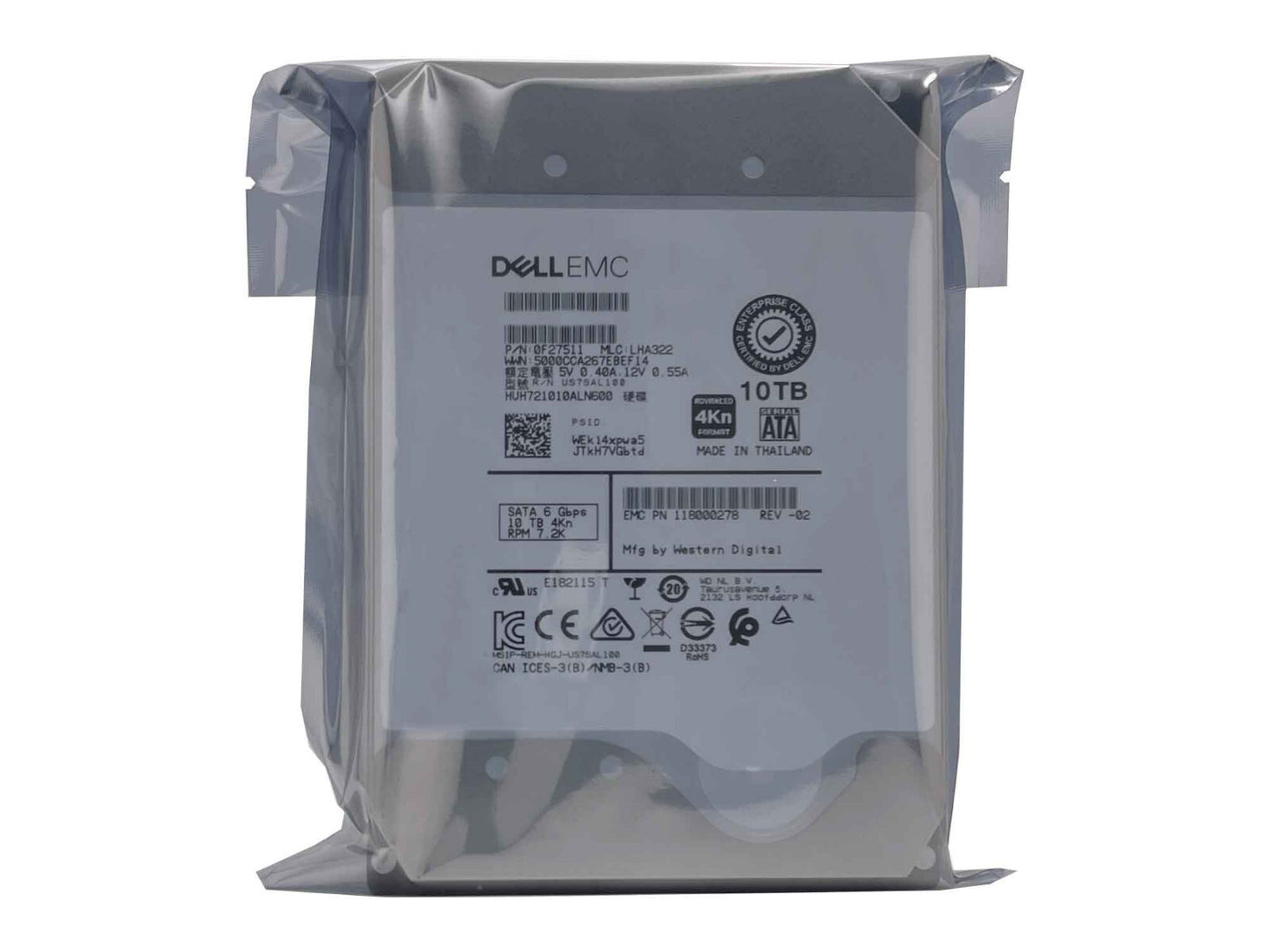 DELL / HGST 10TB HUH721010ALN600 7200RPM 128MB SATA 6.0Gb/s 3.5" Enterprise HDD