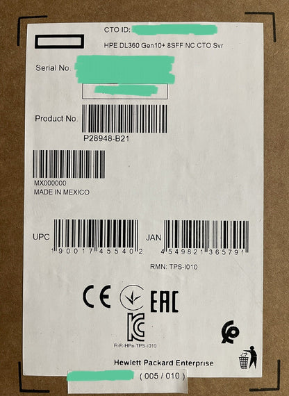 HPE DL360 Gen10+ Plus Dual Xeon 6354 36C 3GHz 64GB RAM 10SFF 1600W MR416i-a 25GE