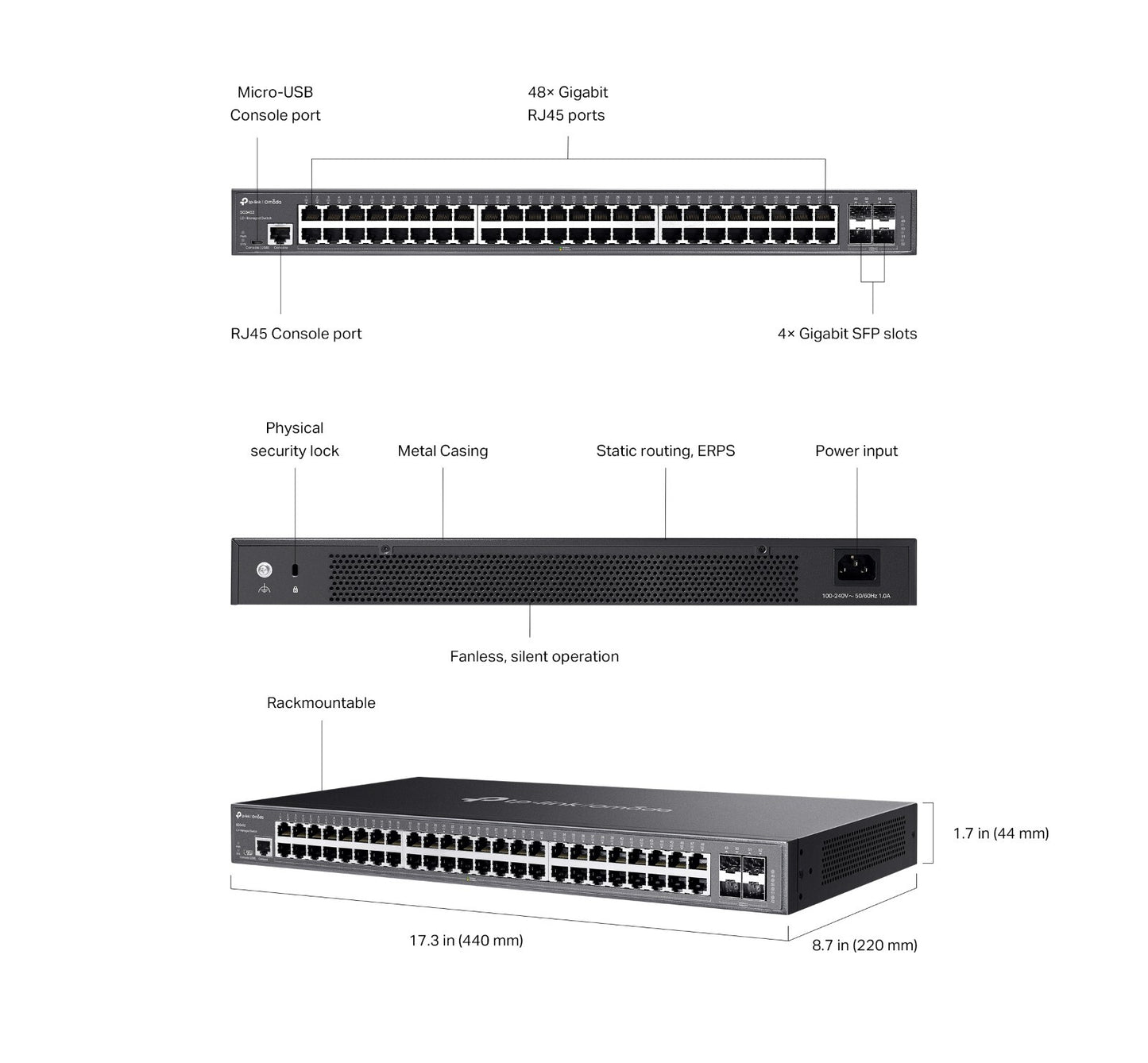 TP-Link SG3452 | Omada 48-Port 1000Mbps Gigabit L2 Managed Switch | 4* SFP Ports