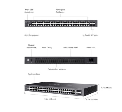 TP-Link SG3452 | Omada 48-Port 1000Mbps Gigabit L2 Managed Switch | 4* SFP Ports