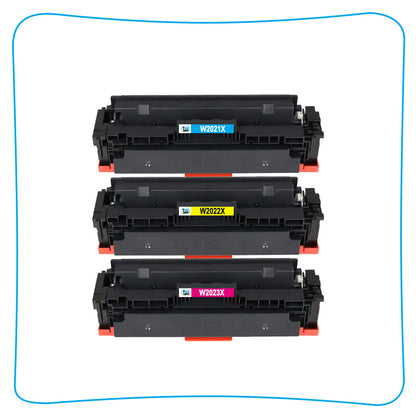 3 CMY W2020X No Chip Toner Compatible with HP 414X Color LaserJet M454dn M479fdw