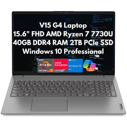 New Lenovo V15 Gen 4 15.6" FHD 8-Core Ryzen 7 7730U 40GB 2TB SSD Webcam Win10Pro