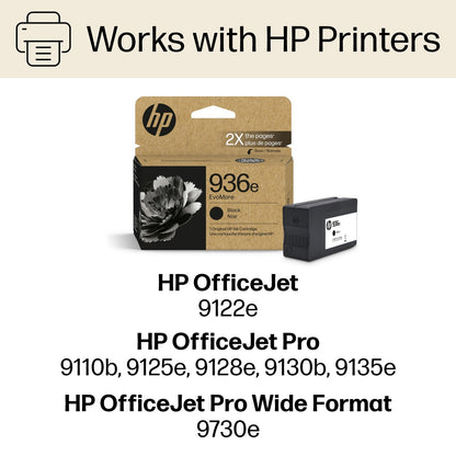 HP 936e EvoMore Black Original Ink Cartridge, 2,500 pages, 4S6V6LN