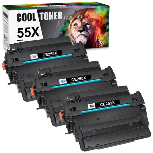 3 PK CE255X 55X High Yield Toner Cartridge For HP LaserJet P3010 P3015 P3015d