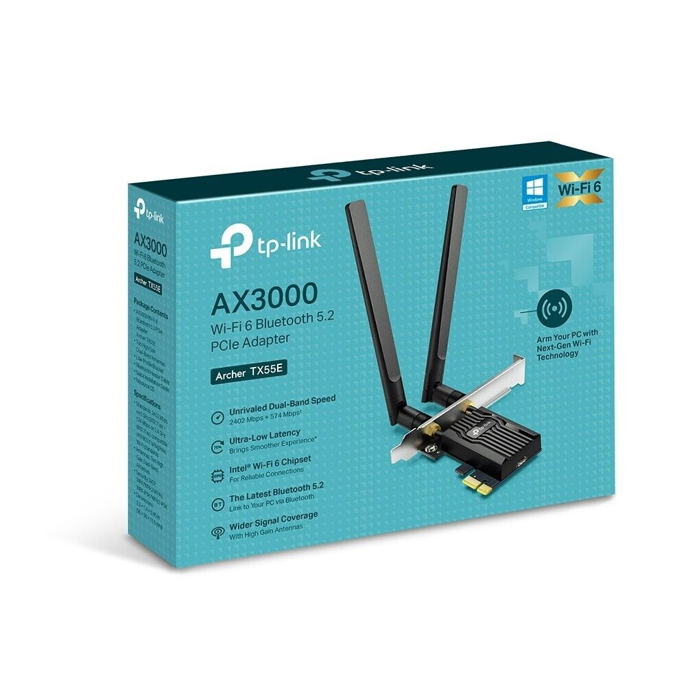 TP-Link Archer TX55E | AX3000 WiFi 6 Bluetooth 5.2 PCI Express PCIe Adapter Card