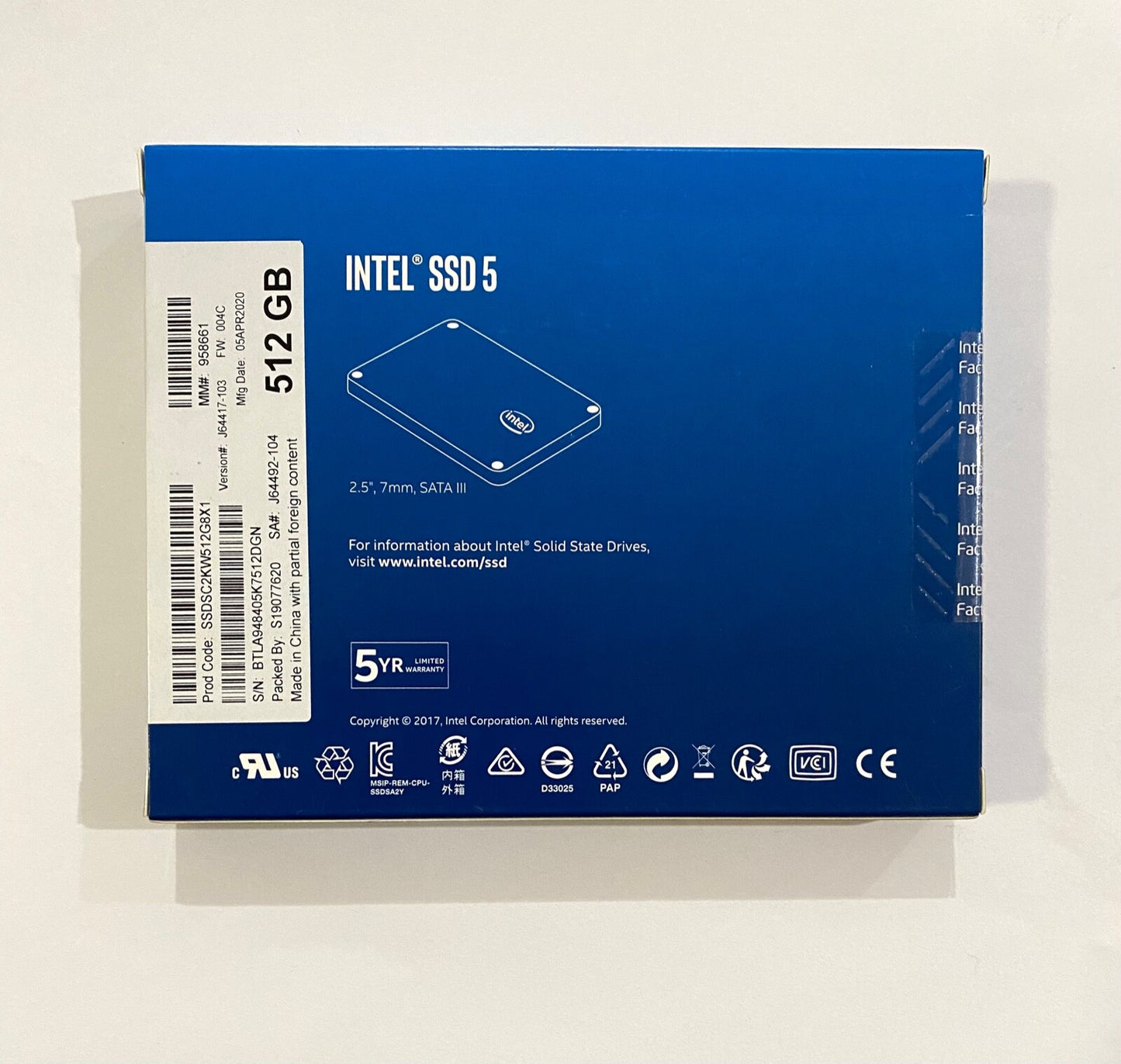 NEW Intel SSDSC2KW512G8X1 545S Series 512GB Internal SSD FACTORY SEALED