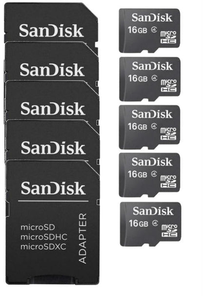 Lot of 5SanDisk 16 GB MicroSD HC Micro SDHC SD Class 4 TF Flash Memory Card