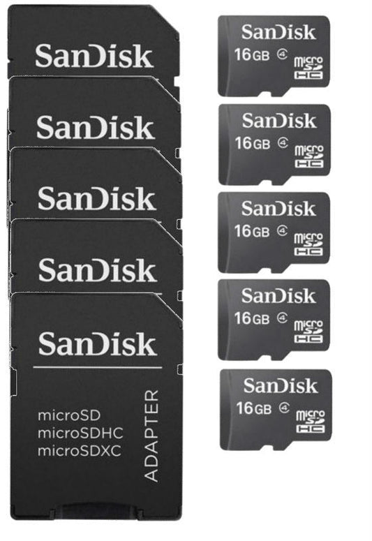 Lot of 5SanDisk 16 GB MicroSD HC Micro SDHC SD Class 4 TF Flash Memory Card