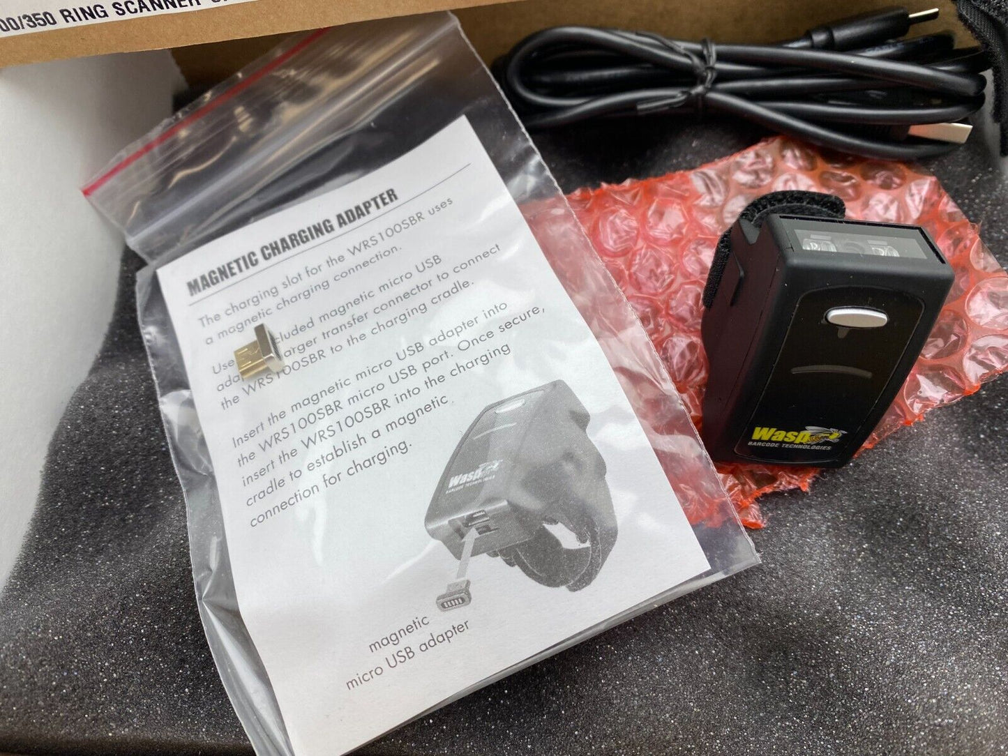 Wasp WRS100SBR 1D Ring Barcode Scanner with Charging Cradle