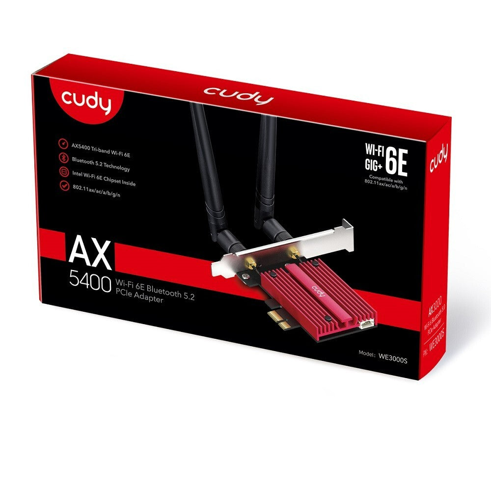 Cudy WE3000S | AX5400 Wireless Tri-Band WiFi 6/6E Bluetooth 5.2 PCI Express Card
